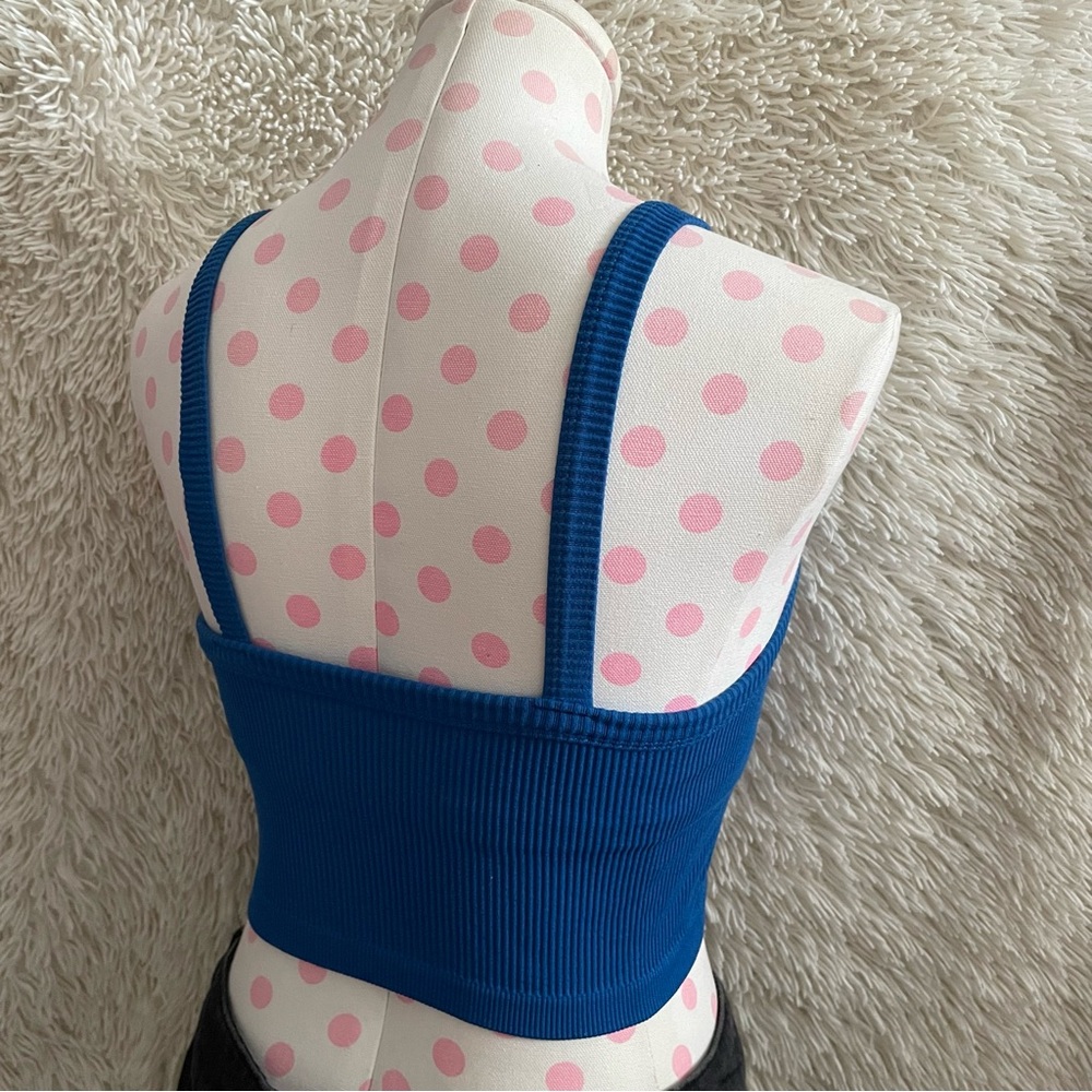 Blue Ribbed Tank Top - Picture 2 of 8